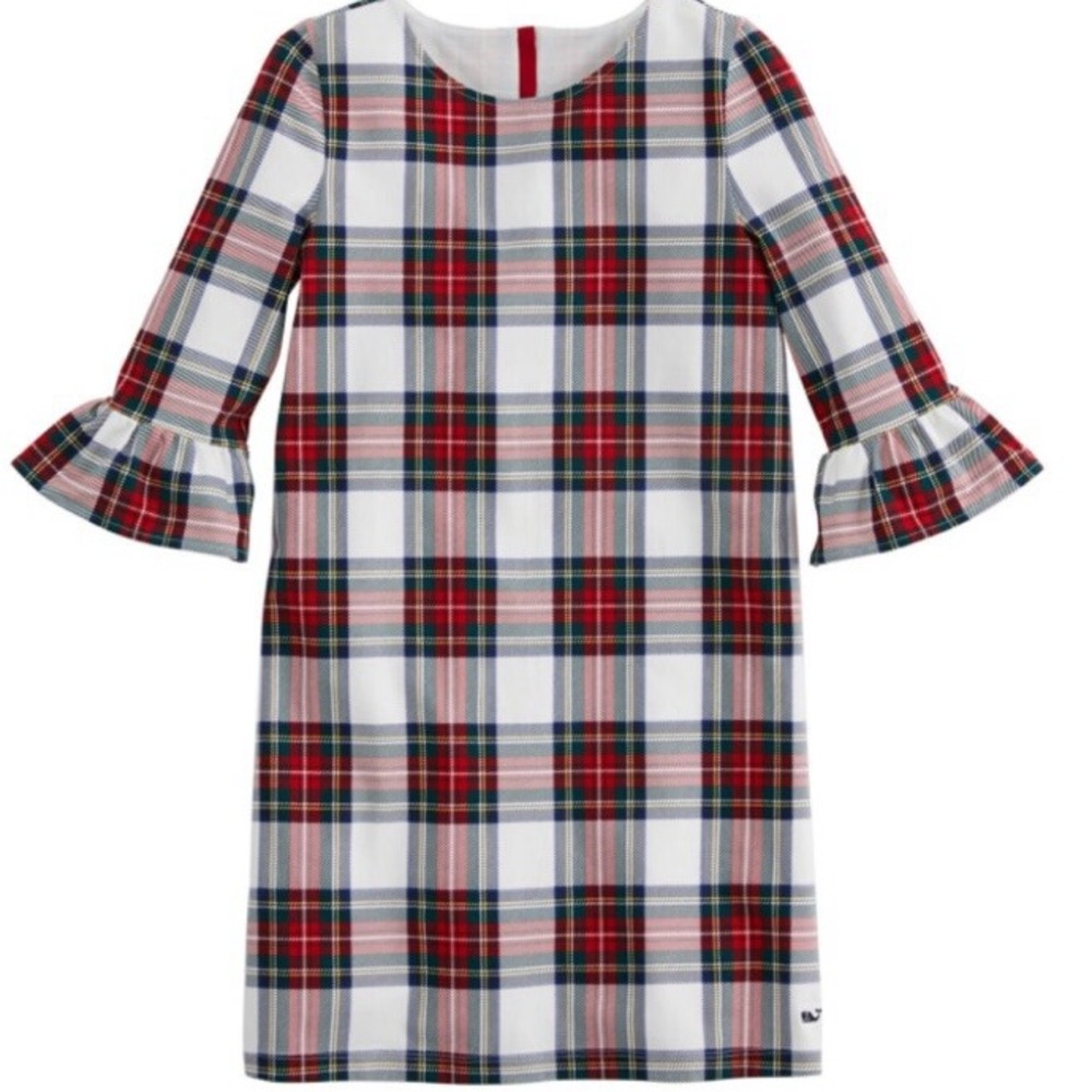 Vineyard Vines Plaid Ruffle Sleeve Dress